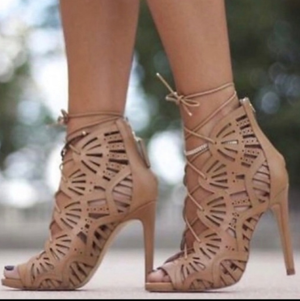 Zara caged lace up heels size 10